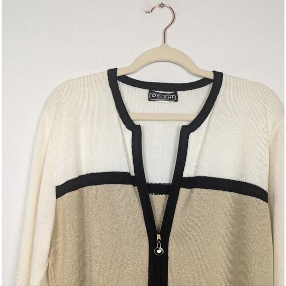 Vintage Dylani Acrylic Two-Piece Cream & Tan Sweater Set Size L - Picture 9 of 12